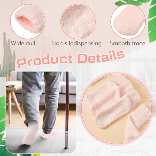 Foaincore 4 Pack Non Slip Hospital Socks for Women Men Non Slip Ankle Fuzzy Socks Thick Warm Festival Gifts3