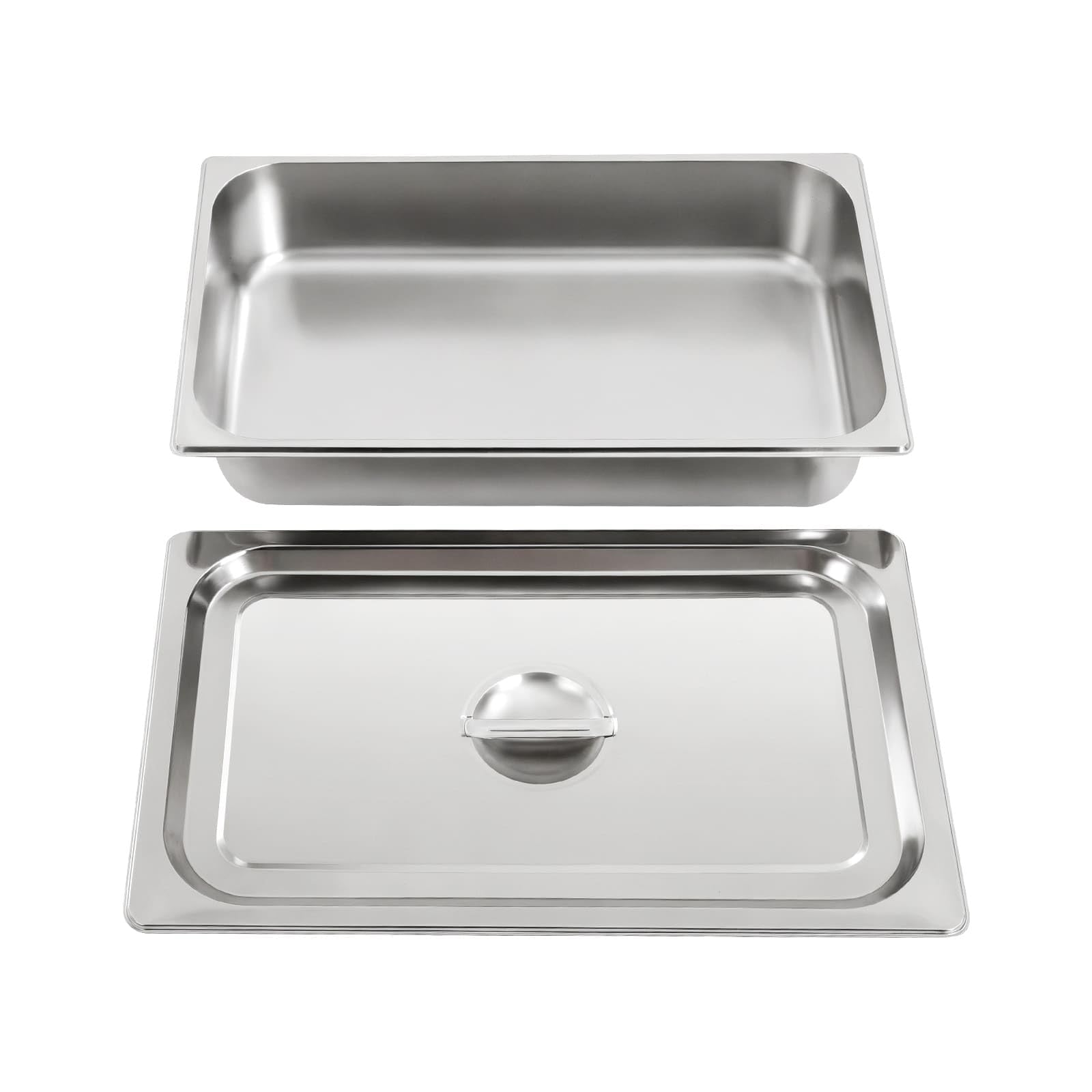 Set di 4 vassoi per alimenti GN 1/1 in acciaio inox 9L, 53,5 x 30,5 x 10 cm, piatto da cucina profondo per buffet, ristorante, cantina