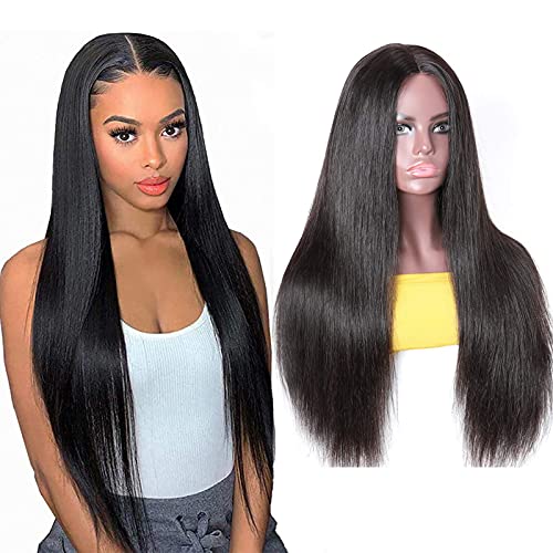 Lace Front Wigs Straight Human Hair Silk Base Lace Closure Wigs for Black Women 10A Brazilian Remy Virgin Human Hair Wigs Natural Black Color 16 Inch