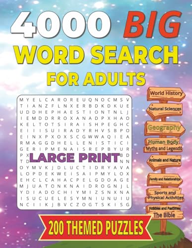 4000 Big Word Search for Adults Large Print: 200 Themed Puzzles for Hours of Brain-Boosting Fun...