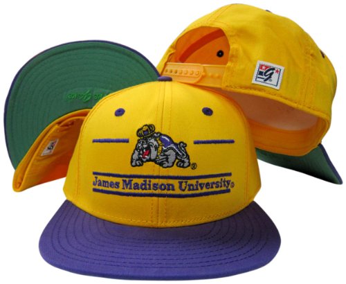 James Madison Dukes Classic Split Bar Snapback Adjustable Plastic Snap Back Hat/Cap Yellow