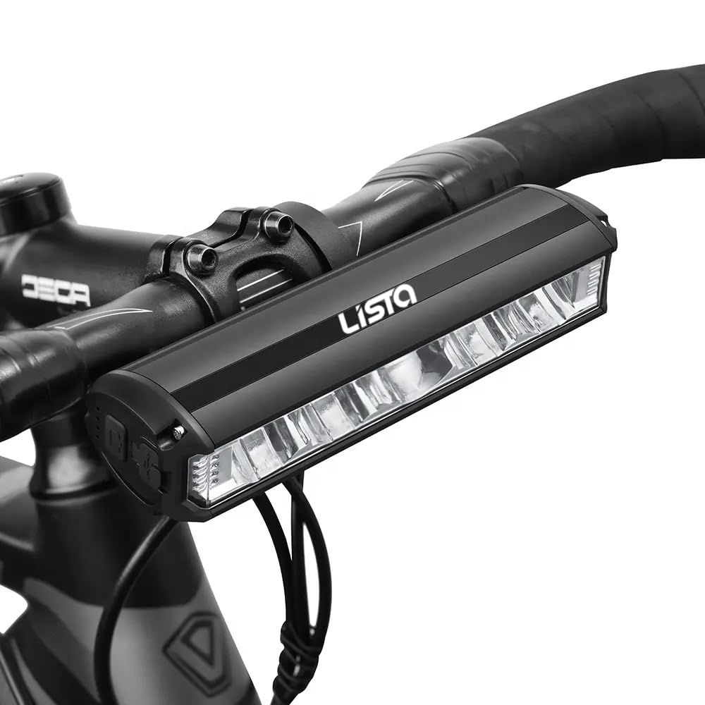 Lista Super Bright Bicycle Front Light 8000mAh Bicycle Lights Front 1400Lumen Bike Light USBType C Rechargeable Waterproof Flashlight for Cycling Road MTB Lamp (6 LED, 6 LED)