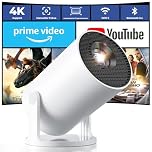 Mini Beamer 4K Unterstützt, 2026 Neuer Beamer Integrierte APP, 20000 Lumens mit Android 14, Automatische Trapezkorrektur, WiFi 6 und Bluetooth 5.4, 180° Dreh Projektor Tragbar Heimkino