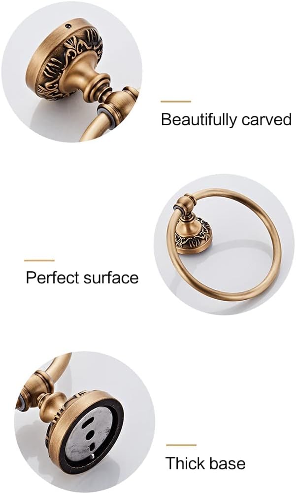 LSLYTQ Antique/Black/White Wall-Mounted Round Towel Ring, Classic Bathroom Towel Holder, Bathroom Accessories