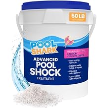 POOL SHARK 68% Calcium Hypochlorite Pool Shock | 50 lb Bucket Chlorine Granules | Pool Shock Treatment for Swimming Pools | Inground & Above Ground Pool Cleaning, Fast-Acting Chlorine Shock