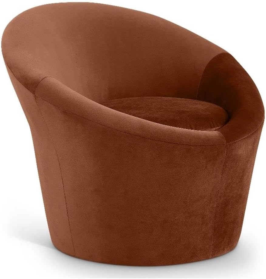 BOWERY HILL Contemporary Accent Chair, Solid Wood Frame, Cognac 460 GSM Velvet, High Density Foam, Art Deco Design, 33" W x 30.5" D x 28" H, Plush Comfortable Seating for Living Room or Bedroom