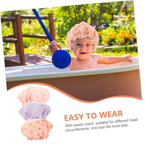 IWOWHERO 3 Pecas chapéu de banho infantil chuveiro à prova d'água touca de chá de bebê boné de banh