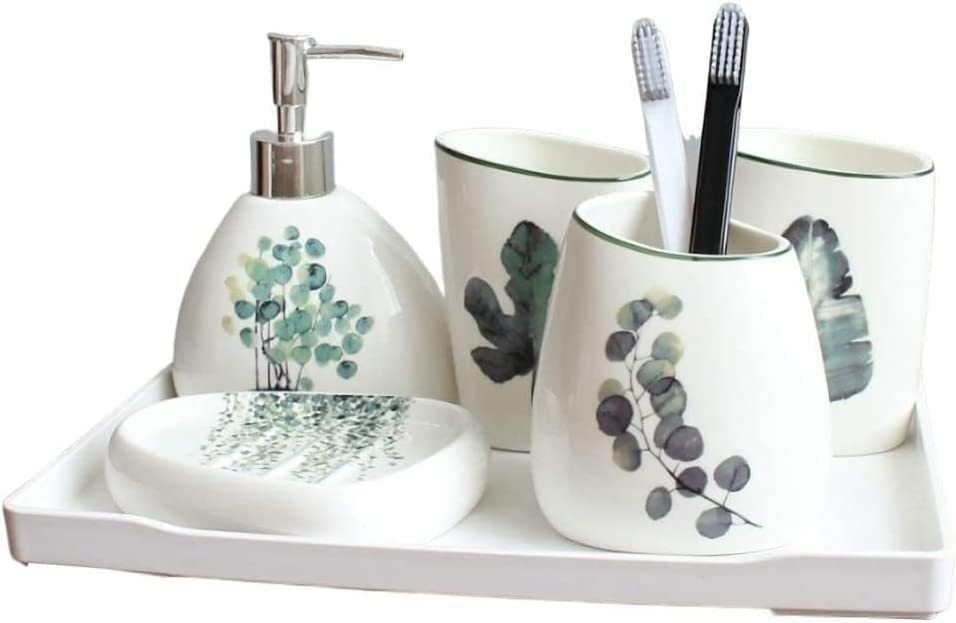 Juego de accesorios de baño de cerámica para organizar el lavabo familiar con elegancia