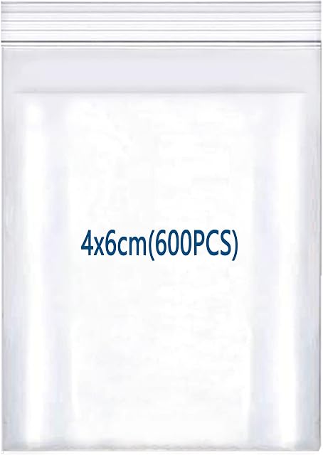 huruirui Small Ziplock Bags Resealable Clear Plastic Bags 4X6cm/600pcs Sealed Storage Pouches Multiple Size Suitable for Kitchen Assortment Biscuits Nuts Jewelry Packaging Sealable Little Bags 160μm