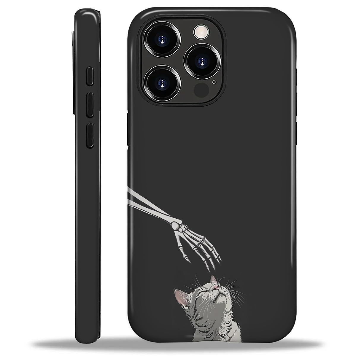 for iPhone 16 Pro Max Case for Women Girl Men Boy, Compatible with MagSafe, Shockproof Soft Silicone & Hard PC Shell Protective Case for iPhone 16 Pro Max - Skeleton Hand and Cat Skeleton Hand and Cat IPhone 16 Pro Max
