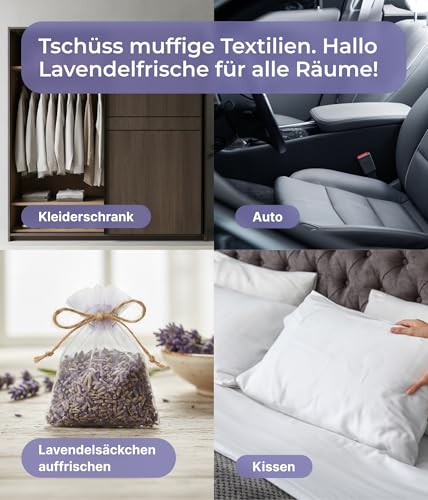 Emma Grün® Lavendelspray & Kissenspray 100ml [BIO-QUALITÄT] - Lavendelspray für Kopfkissen - Mit Naturreinem Lavandula Angustifolia - Lavendel Kissenspray zum Einschlafen - Lavendelöl Spray