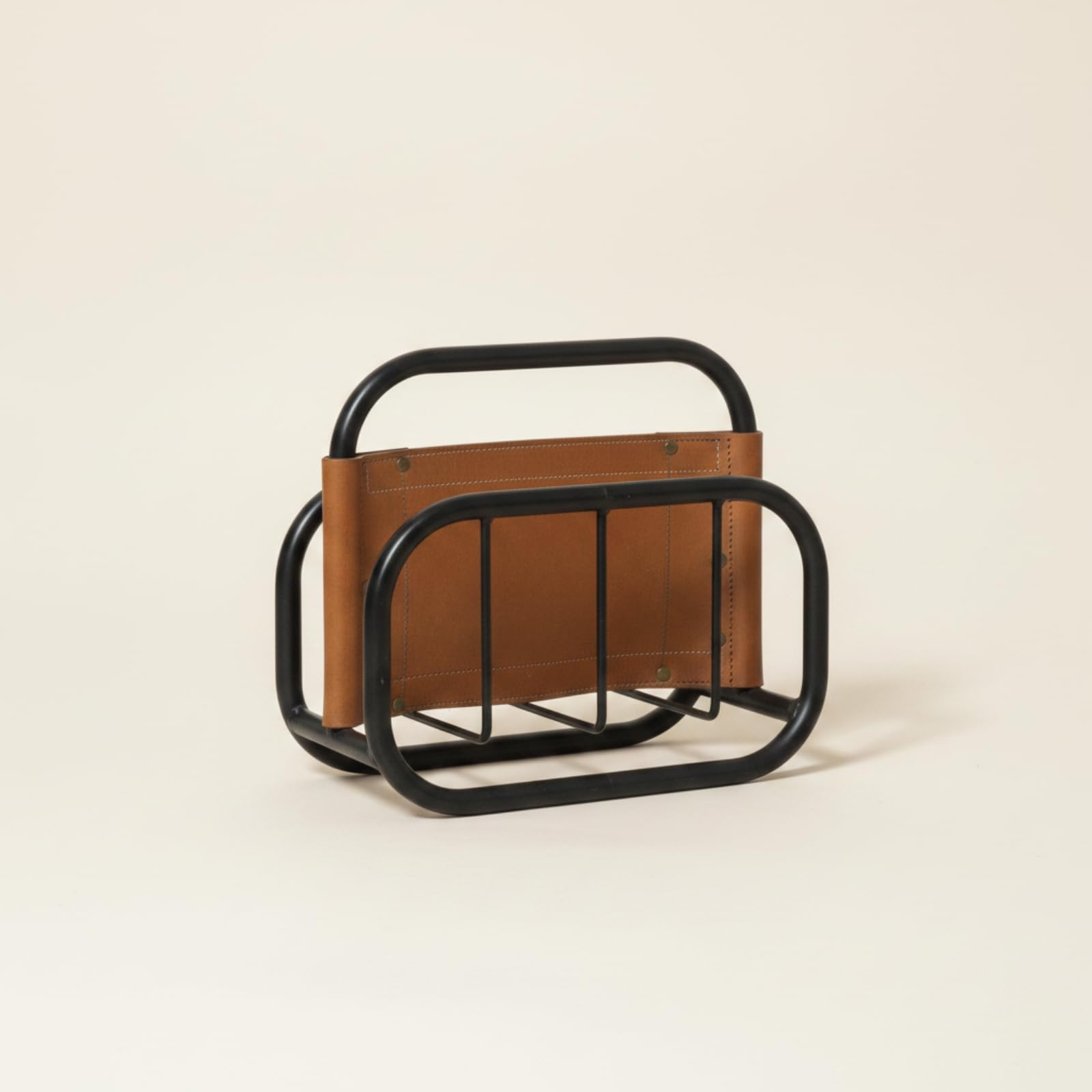 LOVIVER Portariviste Organizzatore Porta Giornali Supporto Libri Contenitore Riviste in Metallo E Finta Pelle Telaio Aperto con Angoli Arrotondati Divisori