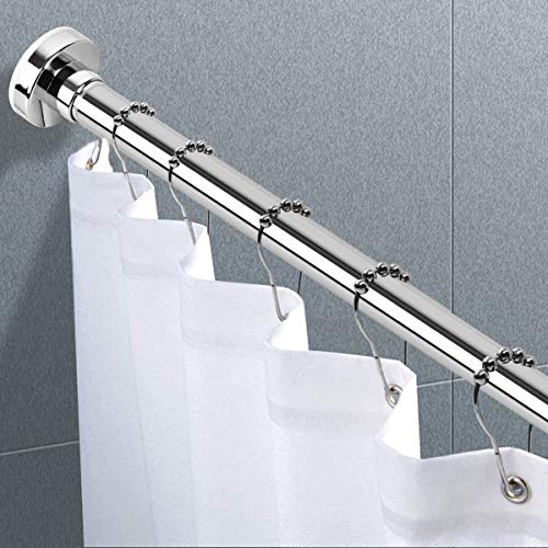 Vailge Tension Shower Curtain Rod With 12 Curtain Rings 48-84 Inches,Rust-Resistance Spring Tension Rod For Bathroom, Adjustable Tension Curtain Rod For Windows Or Doorway, Stainless Steel #TOP6
