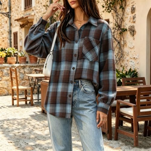 Plaid Shirts for Women Gingham Button Down Casual Lightweight Tops - image 3