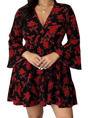 Image of Plus Size Summer Dresses for Women Casual Short Sleeves A Line Midi Dress