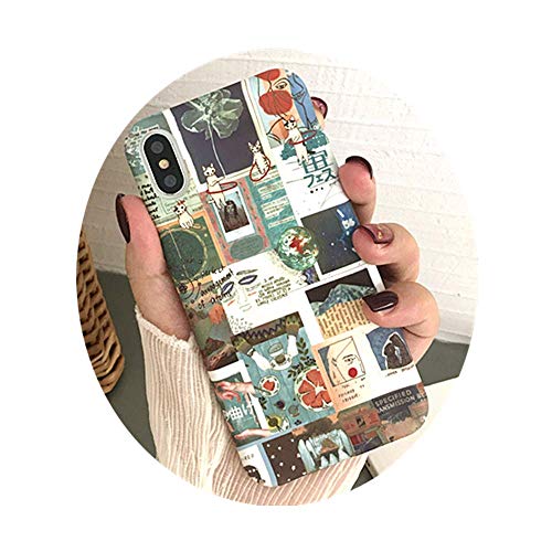 Ganda日本の光携帯電話保護ケース、大和風携帯電話保護ケース、ルネッサンス電話ケース、iPhone保護ケース、iPhone用 7/7 plus/8/ 8 plus/X/Xs, 傷防止、耐摩耗、題材が文芸落書き携帯ケース (iphone X/Xs, 文芸落書)