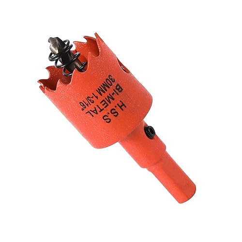 Sierra perforadora de 1-14 pulgadas, sierra de agujero bimetálica con eje resistente, 1 broca, corte profundo de 1.1 pulgadas, cortador de