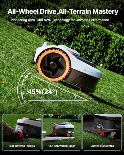 Image of Segway Navimow i206 AWD Robot Lawn Mower Wire Free with Garage S, All-Wheel Drive for 45% Slopes, EFLS NRTK + Vision Auto Mapping, Covers 0.15 Acre (Garage Shipped Separately)