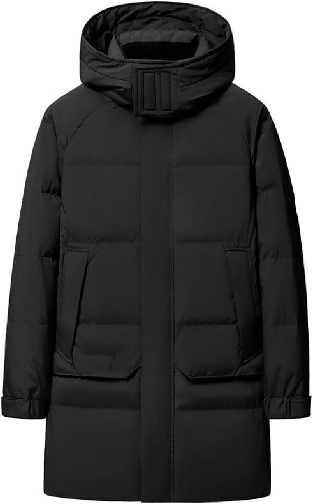 Middle-aged Men's Down Jacket In The Long Warm Hooded Winter Clothing