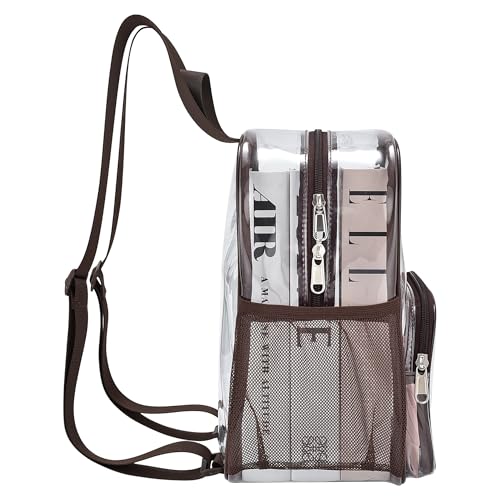 Image of Busiuw Clear Backpack for Stadium Events 12x12x6 with Front Pocket for Concert Sport Fashion Women Backpack Events Work Travel(Chocolate)