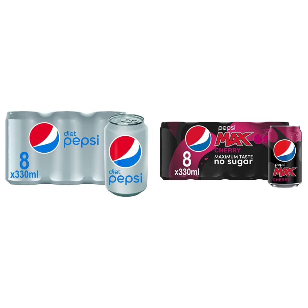 PepsiDiet Cans, 8 x 330 ml and Max Cherry Maximum Cherry Cans, 8 x 330 ml