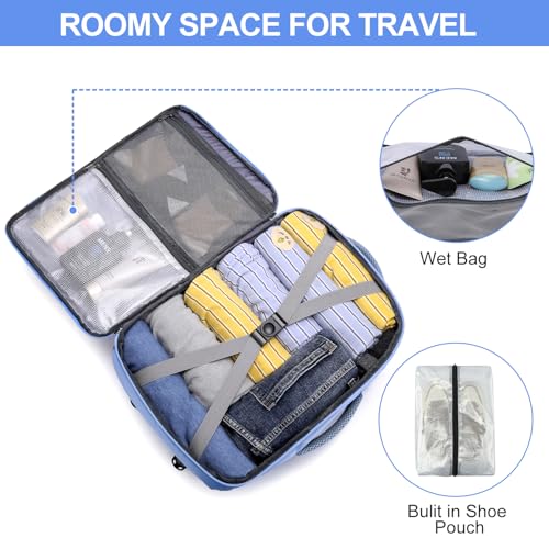 Image of Travel Laptop Backpack for Men Women Airline Approved Carry On Backpack with Shoe Pouch,TSA 15.6inch Laptop Mochila Flight Approved Personal Item Bag for Weekender Bookbag Travel Essentials,Blue