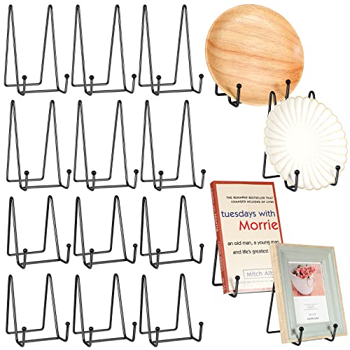 12 Pcs Plate Stands For Display Metal Display Stand Photo Easel Stand Book Holder Plate Holder Picture Stand For Decorative Display Easels Picture Frame Stand Plate Rack (Black, 4.3 Inch, 6 Inch) #TOP11