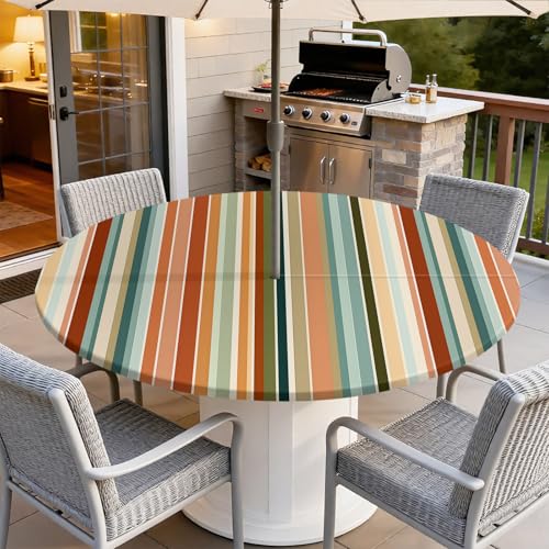 ARTSGOO Outdoor Tablecloth with Umbrella Hole and Zipper Fits 37-44" Tables by ARTSGOO - Used condition - Image 7
