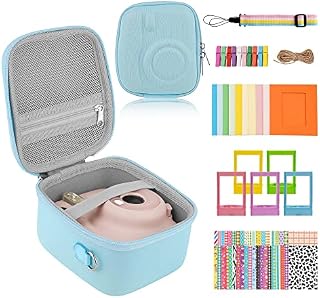 Risou Mini 11 Camera Accessories Bundles Compatible with Instax Mini 11/9/8 Camera - Package includes:Camera Case,Photo Decoration Stickers, Color Photo Frame, Colored Shoulder Straps (Blue)