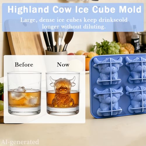 Molde de silicona para cubitos en forma de vaca Highland miniatura 2