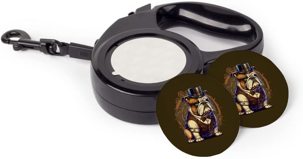 Funny English Bulldog Retractable Pet Leash - Digital Art Leash - Printed Dog Leash - 197 inches