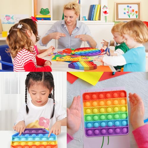 Lithyc 4 StüCke Popit,Silikon Pop Bubble,Silikonblasenspielzeug,Bubble Anti-Stress-Spielzeug,Silikon-Blase,Regenbogen-Bubble-Push-Spielzeug,Geeignet füR Autistische,Zappelige Menschen,Tolles Geschenk