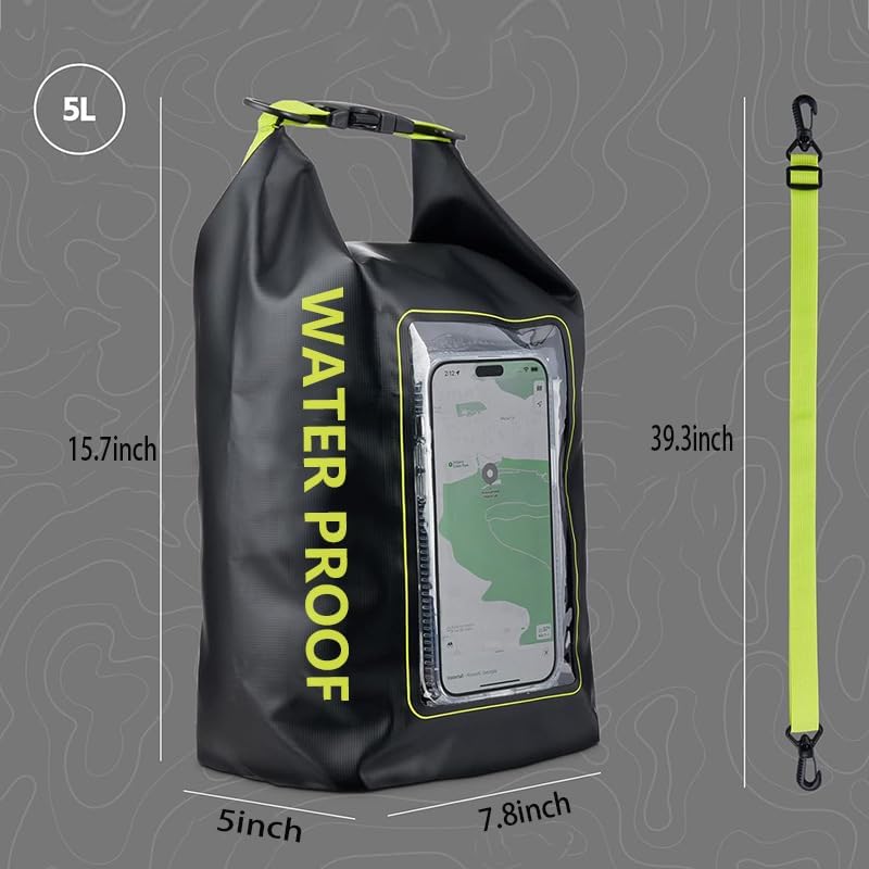 Miniatura 7 de Bolsa seca impermeable IP68 para hombres y mujeres, 2L y 5L - Bolsa impermeable para teléfono de piscina, accesorios para navegación y kayak,