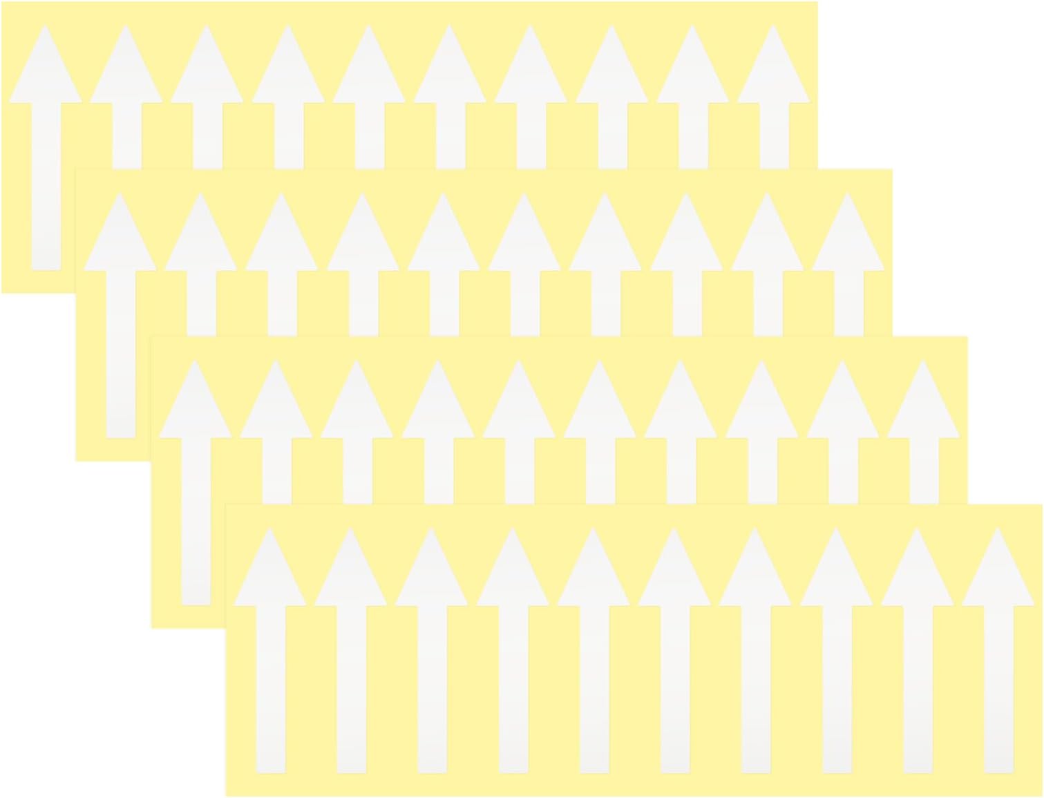 4-Pack Arrow Sticker, 2 x 1 Inch/ 50 x 15 mm PVC Waterproof Self-Adhesive Directional Arrows Removable Directional Floor Decal Stickers for Wall Marking/Road Sign [Silver Gray]