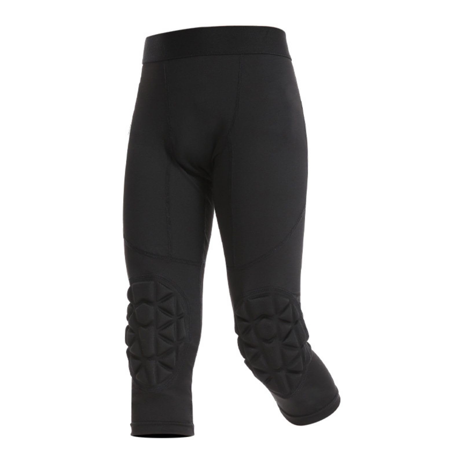 Pantalons De Compression 3/4 pour Jeunes Garçons avec Genouillères Leggings Rembourrés Collants Athlétiques De Basketball Capri pour L'entraînement Sportif