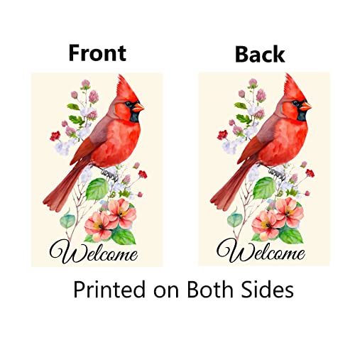 Cardinal Garden Flag Welcome Spring Garden Flag 12×18 Inch Small Vertical Double Sided Flowers Red Bird Yard Flag Outdoor Spring Summer Decorations Floral Cardinal Garden Flag #TOP1