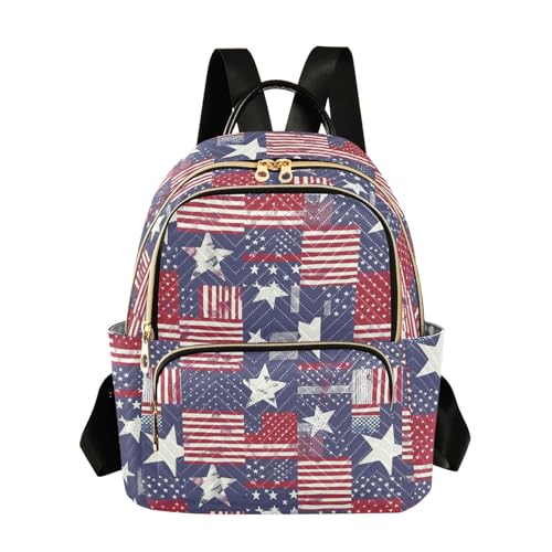 CHIFIGNO Mochila feminina moderna fofa e leve para viagem, mochila pequena para mulheres, antifurto, mochila para adultos, Listras e estrelas da bandeira americana - 2, Medium