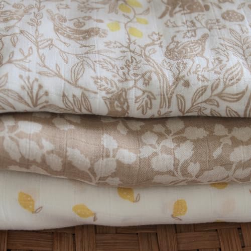 Image of aden + anais Silky Soft Swaddle Blanket, Boutique Muslin Blankets for Girls & Boys, Baby Receiving Swaddles, Ideal Newborn & Infant Swaddling Set, Perfect Shower Gifts, 3 Pack, Natural Woodland