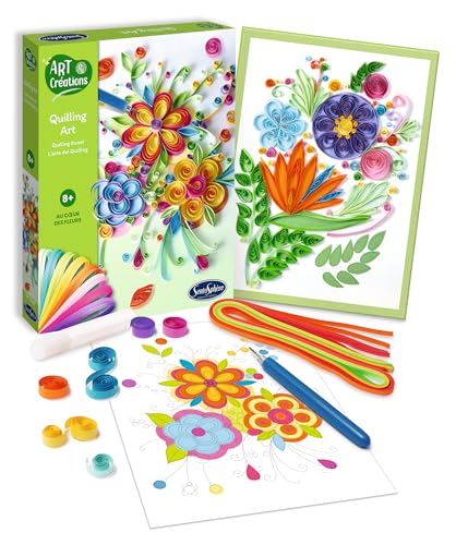 Sentosphere 3920530 Bastelset Quilling Blumen, Kreativ-Set für Kinder und Erwachsene, DIY, Blumen zum Selbermachen