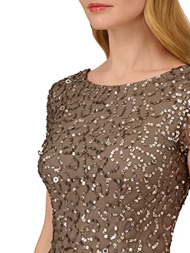 Image of Adrianna Papell Women's Beaded Short Sleeve Gown