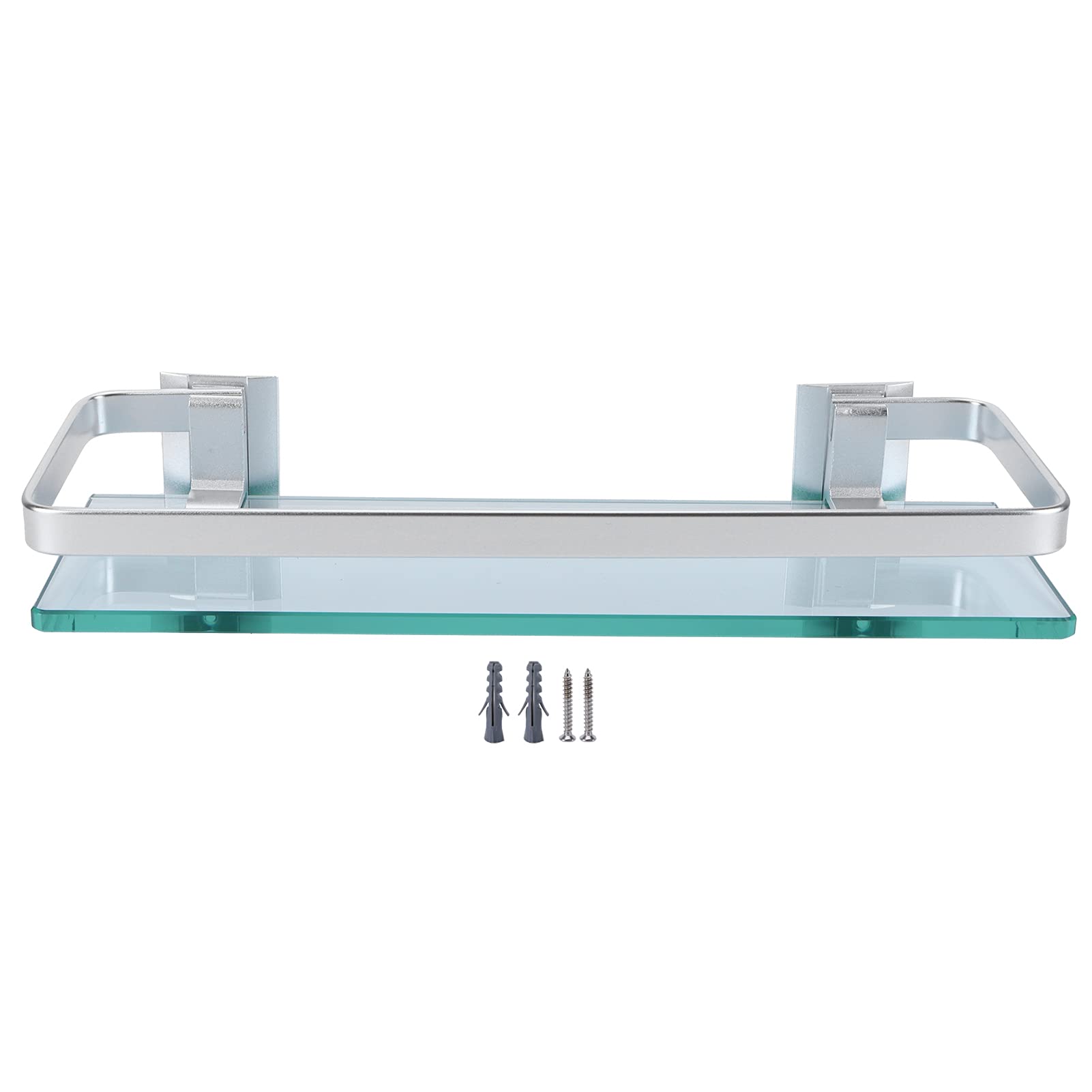 Hilitand Bathroom Storage Rack Wall Mounted Aluminum Shelf with Tempered Glass 22lb Load Capacity Shower Organizer with Installation