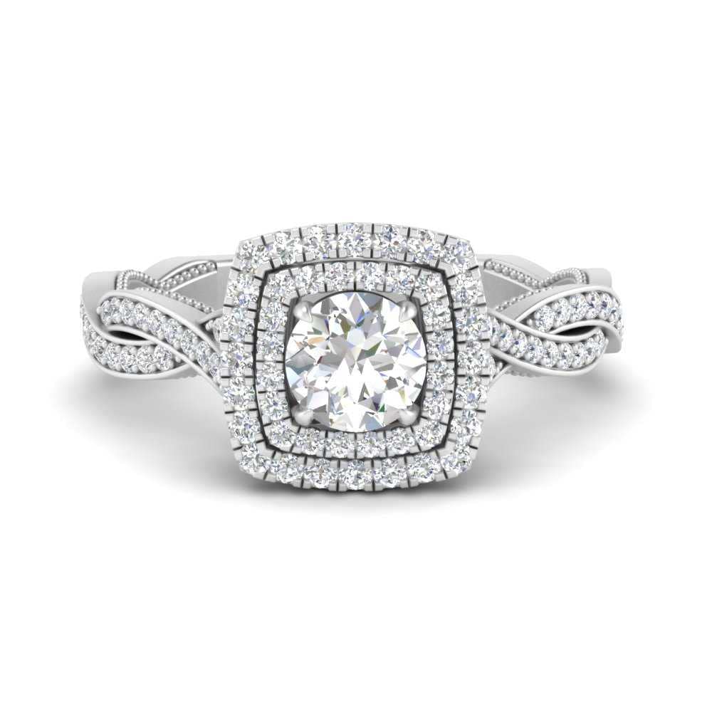 Choose Your Gemstone Double Halo Twisted Shank Engagement Ring 925 Sterling Silver Round Shape Double Halo Engagement Ring Lightweight Office Wear Everyday Gift Jewelry US Size 4 to 12