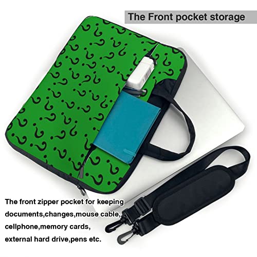 Question Mark in Green Laptop Sleeve Case 15.6 Inch Computer Tote Bag Shoulder Messenger Briefcase for Business Travel3