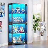 BROTTAR 4 Shelf Corner Display Cabinets with Glass Doors, 65' Tall Bookcase with...