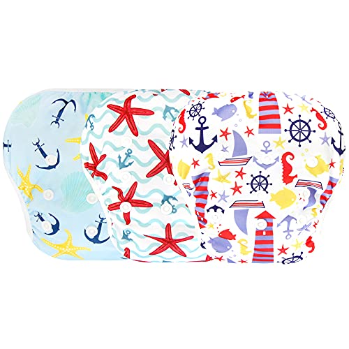 Image of Langsprit 3 Pack Swim Diaper for Baby & Toddle,Reuseable Washable Diaper Swim for Swimming Lesson & Baby Shower Gifts