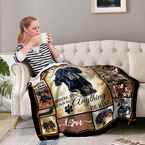 Dachshund Blanket Gifts For Women Kids Adults - Dog Lovers Cute Throw For Boys Girls Men Bedroom Living Room Decor Soft Fuzzy Fleece Cozy Plush Birthday Christmas Lightweight Blanket 50"X60" #TOP3