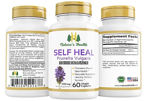 Nature's Health Self Heal Prunella Vulgaris Supplement – Heal All – Promote Healthy Skin & Immune System Support – 1000 Mg Per Serving – 60 Vegetarian Capsules – Non-Gmo #TOP3