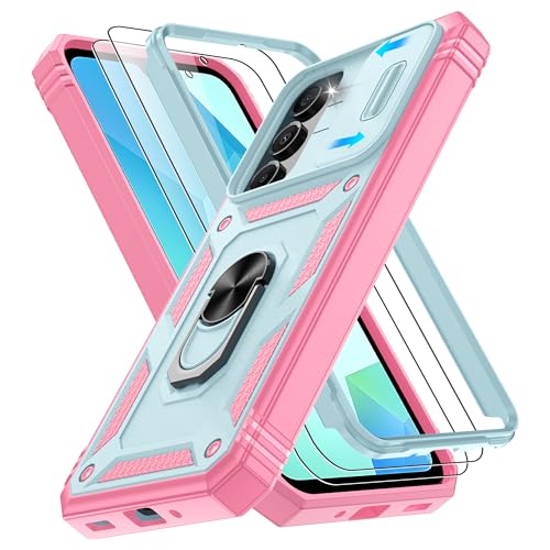 Coque Samsung Galaxy A06 antichoc vert rose avec film écran verre trempé et support