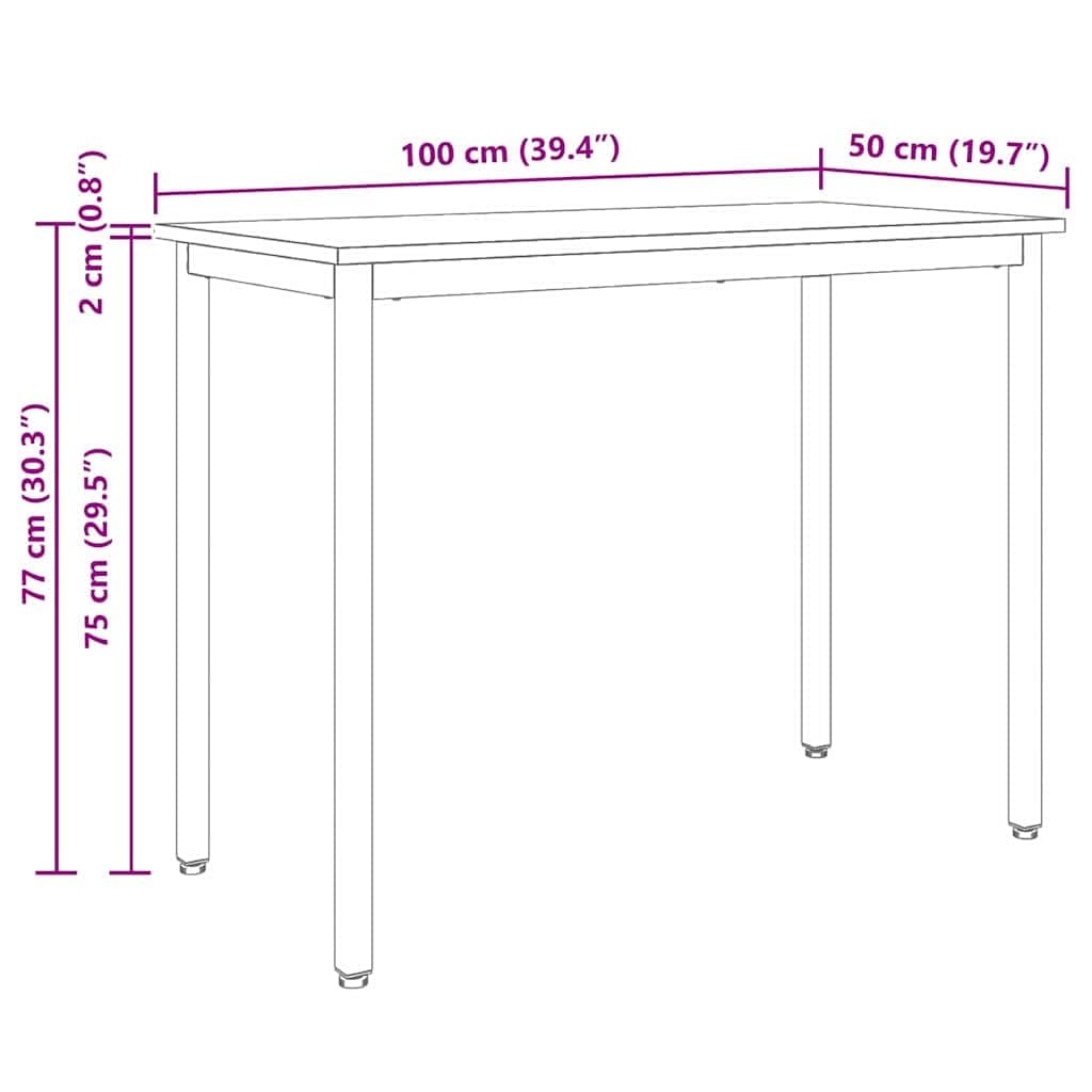 vidaXL Tavolo Naturale 100 x 50 x 77 cm Legno ingegnerizzato e Acciaio, Tavolo Rettangolare Moderno Regolabile, Tavolo da Lavoro Resistente, Design salvaspazio, Superficie scrivania contemporanea