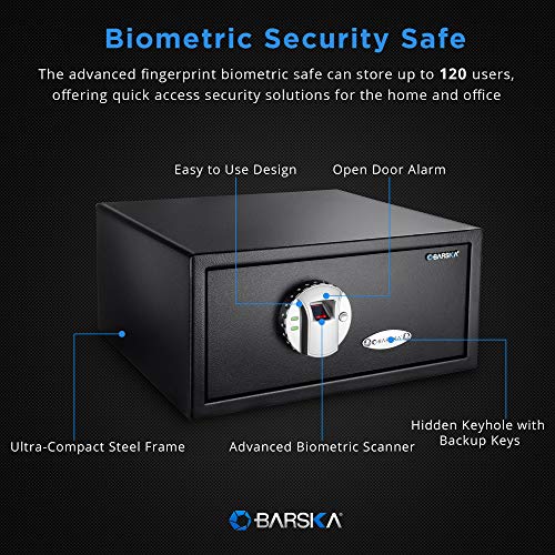 Barska Ax11224 Biometric Fingerprint Security Home Safe Box 0.79 Cubic Ft, Black #TOP7